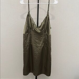 H&M Green Satin Finish Mini Slip Dress